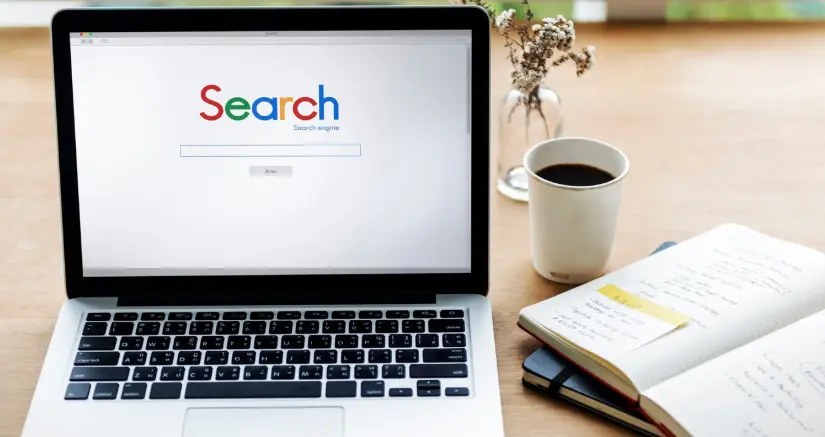 image of typing keywords in google