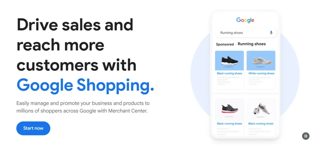 home page of google merchant center