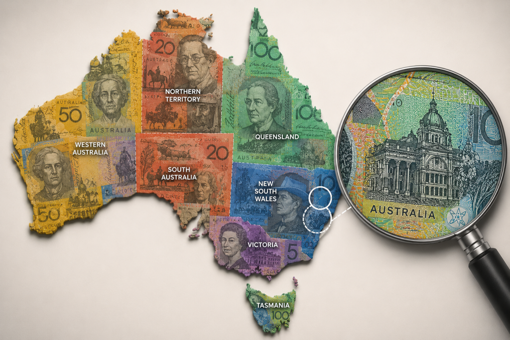 4- Australian map made from Australian dollar